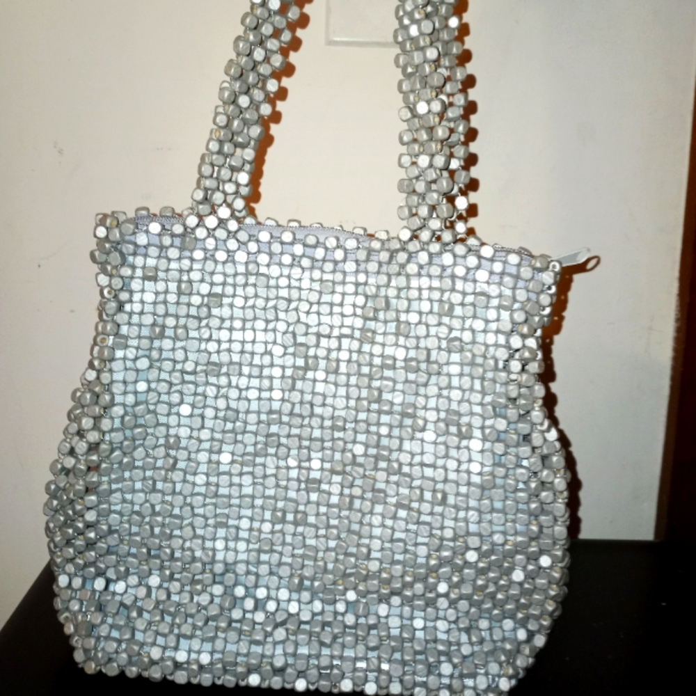 VINTAGE Gray Beaded shoulder bag